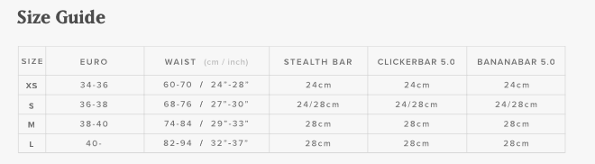 size chart trapezio donna GEM